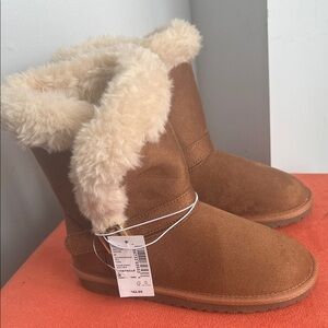 Place Kids Tan Boots with Cream Fur